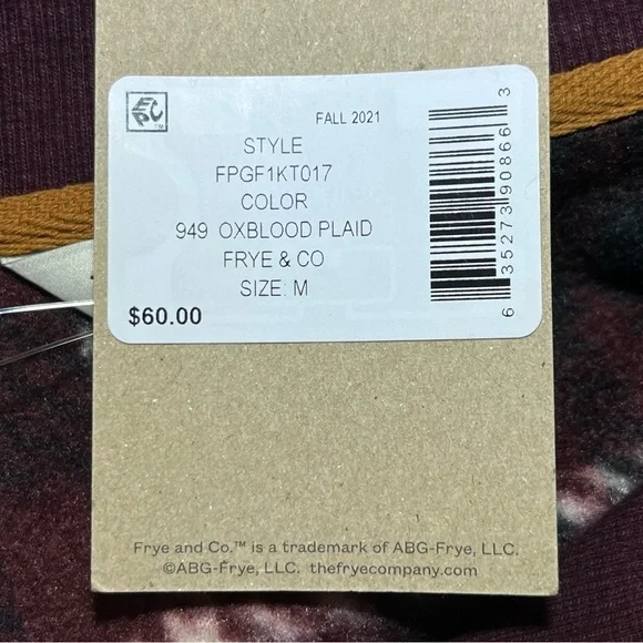 New Frye and Co. Oxblood Plaid 1/4 Zip Sweater Mens Size Medium Maroon Fleece - Picture 6 of 12